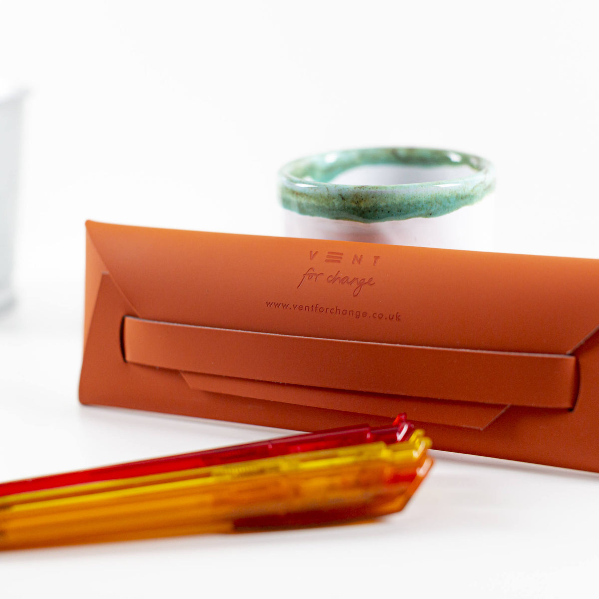 VENT for Change - Pen / Pencil Pouch Recycled Leather - Dusty Blue