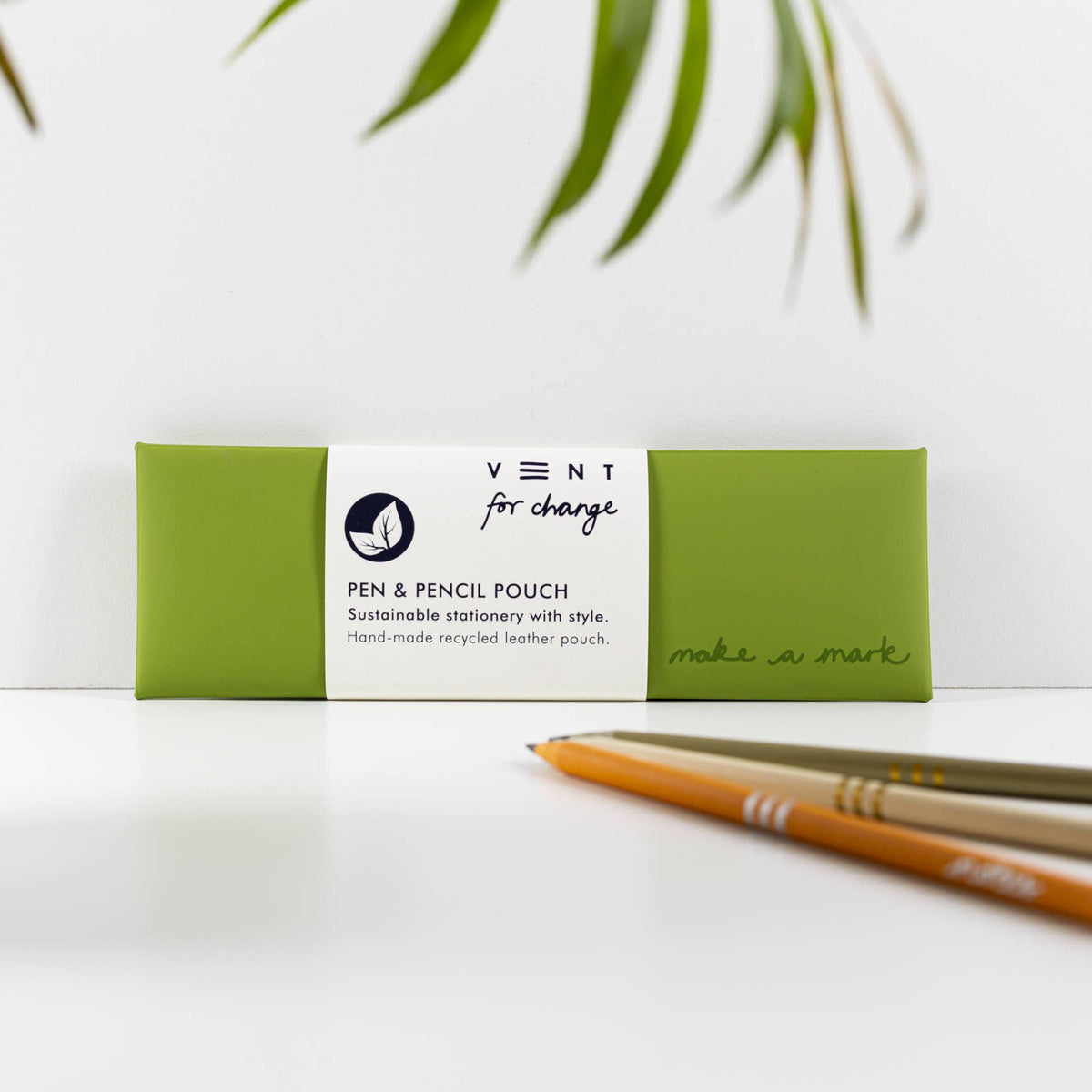 VENT for Change - Pen / Pencil Pouch Recycled Leather - Green