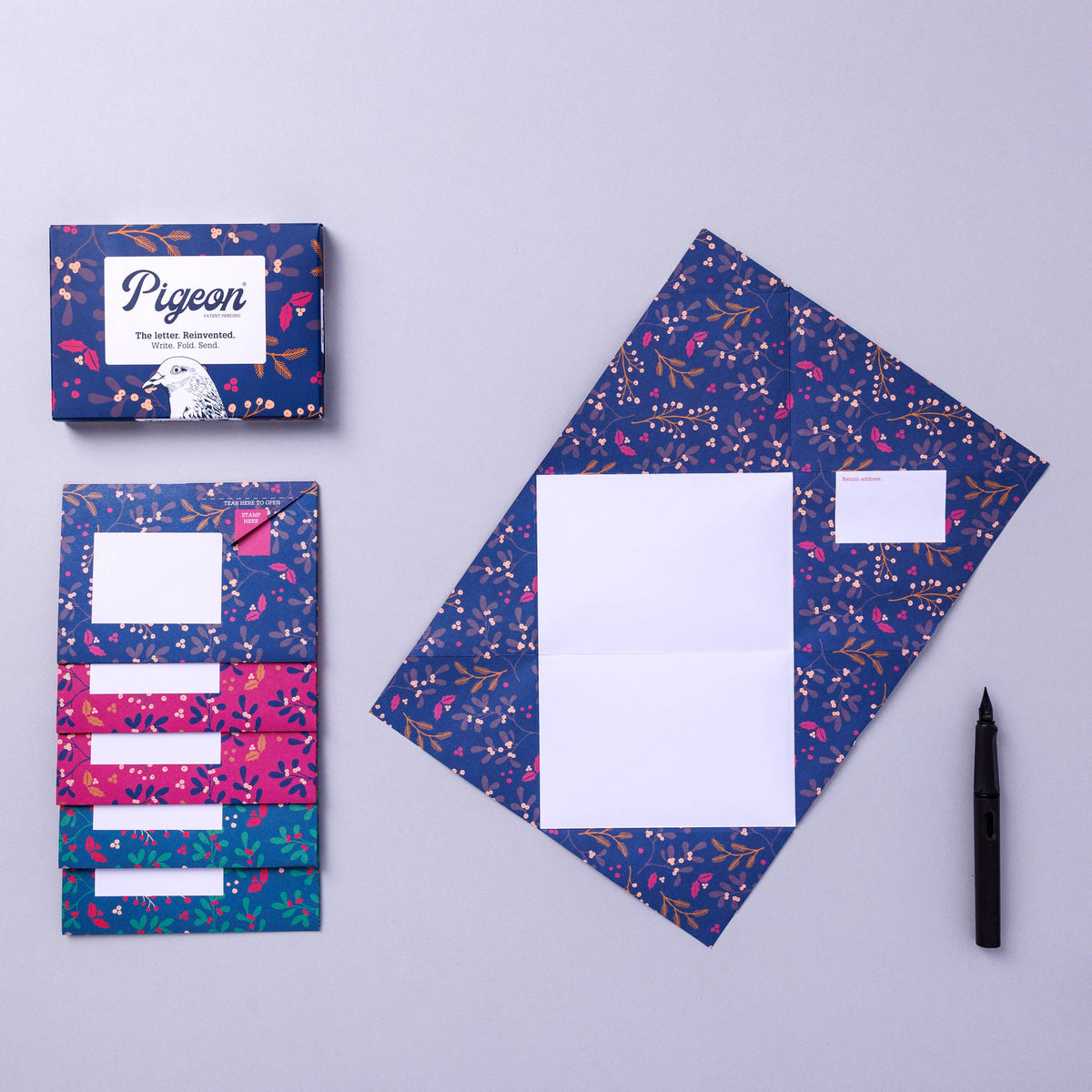 Pigeon Winter Berries Folding Letter 6 Pack