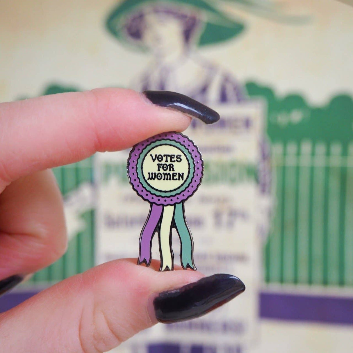 Literary Emporium Votes for Women Rosette Feminist Enamel Pin Badge