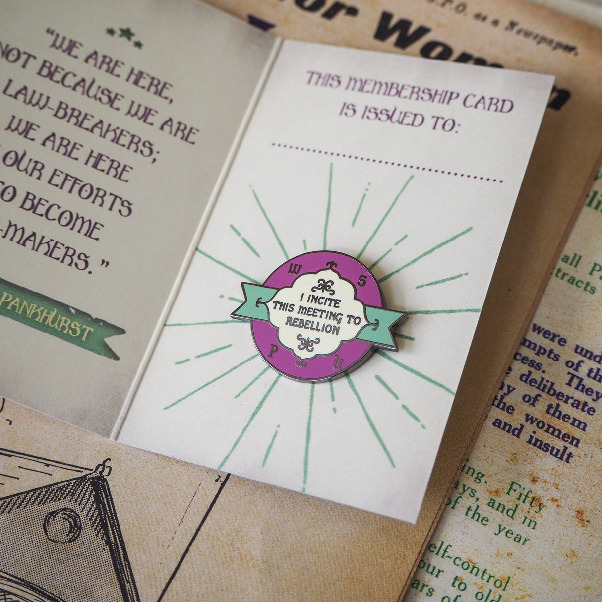 Literary Emporium Rebellion Enamel Pin Badge - Votes for Women Collection