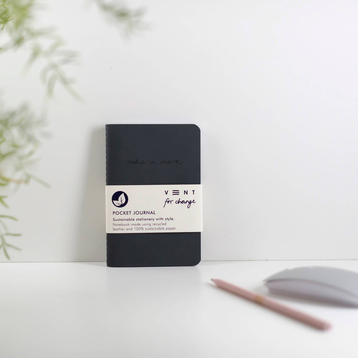 VENT for Change - Handmade Pen/ Pencil PoMake a Mark Pocket Journal – Recycled Leather