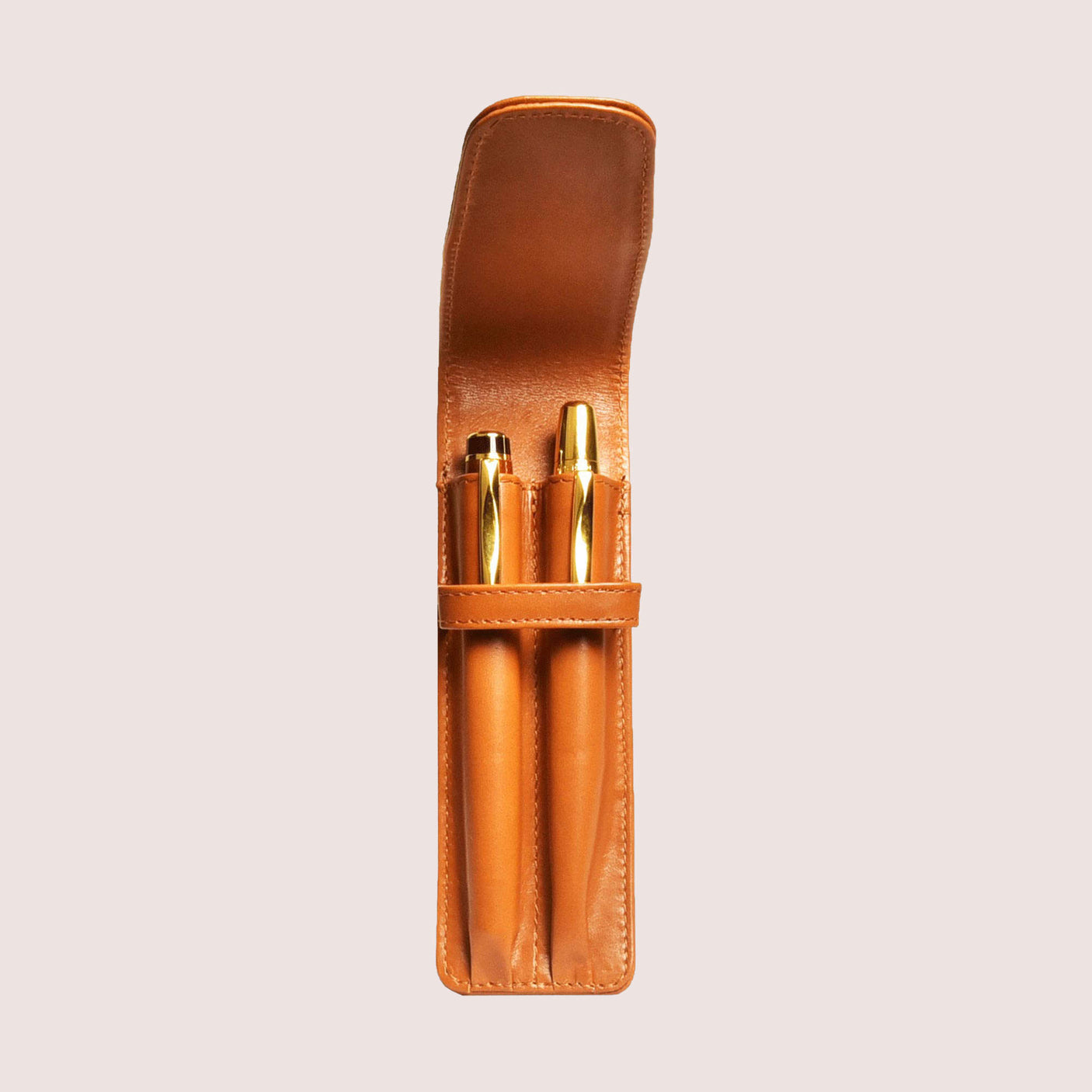 Aston Leather 2 Pen Case - Tan