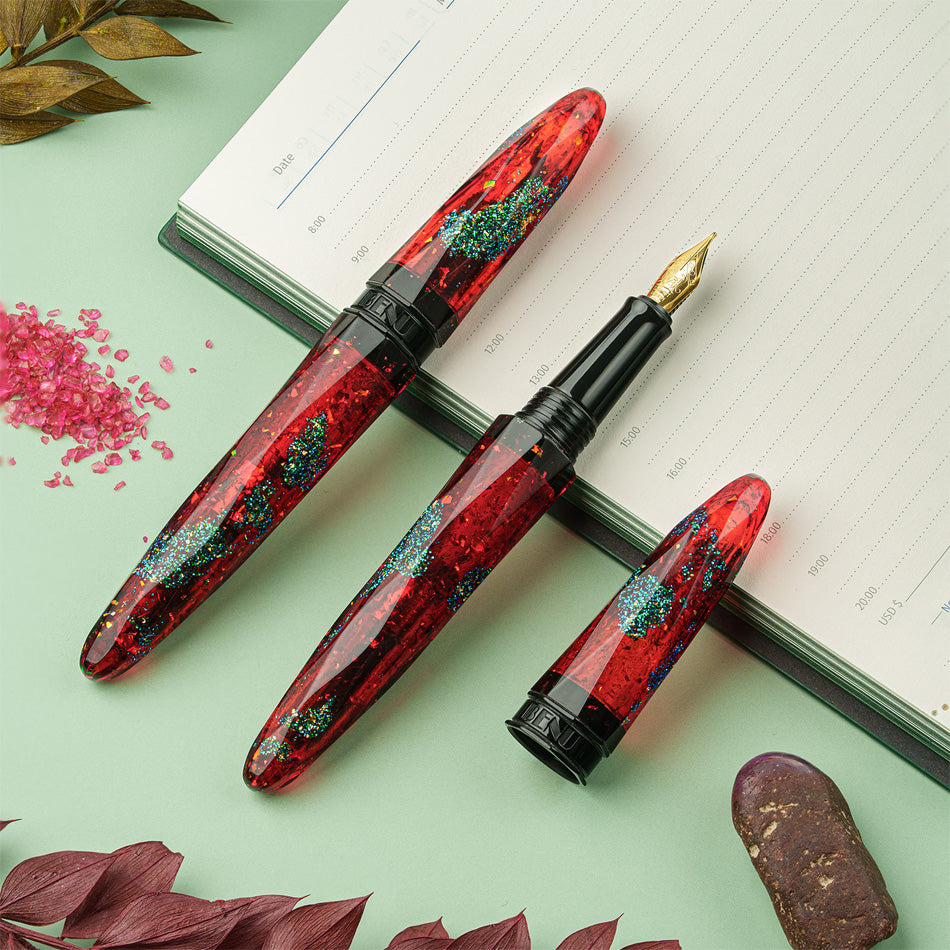 Benu Briolette Fountain Pen - Ruby Forest