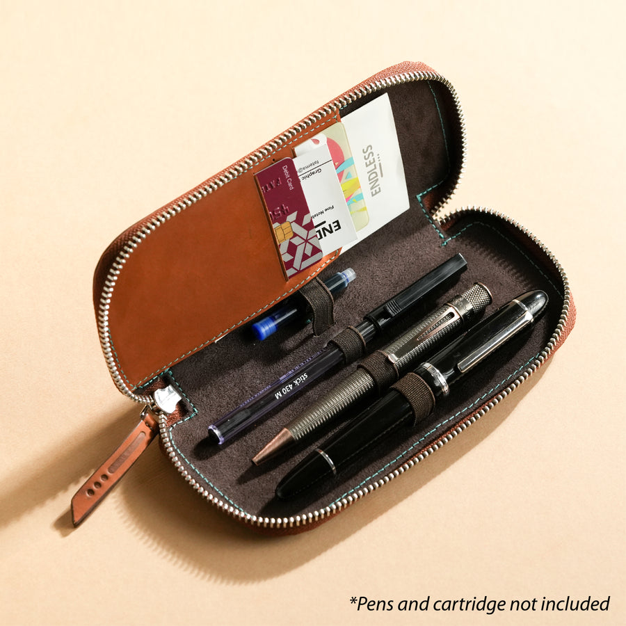 Endless Companion Leather 3 Pen Pouch