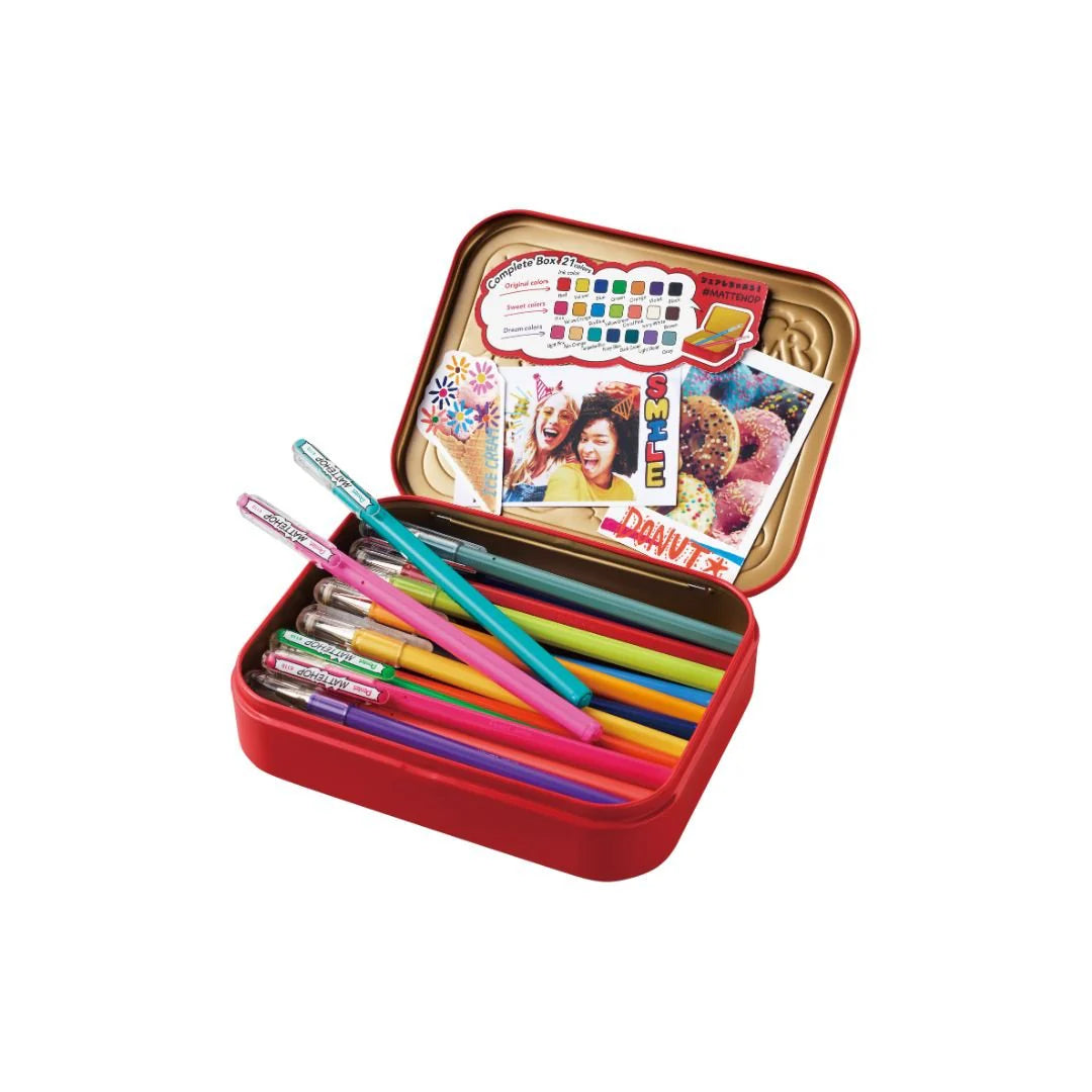 Pentel Mattehop Gel Pen Complete Set Tin of 21