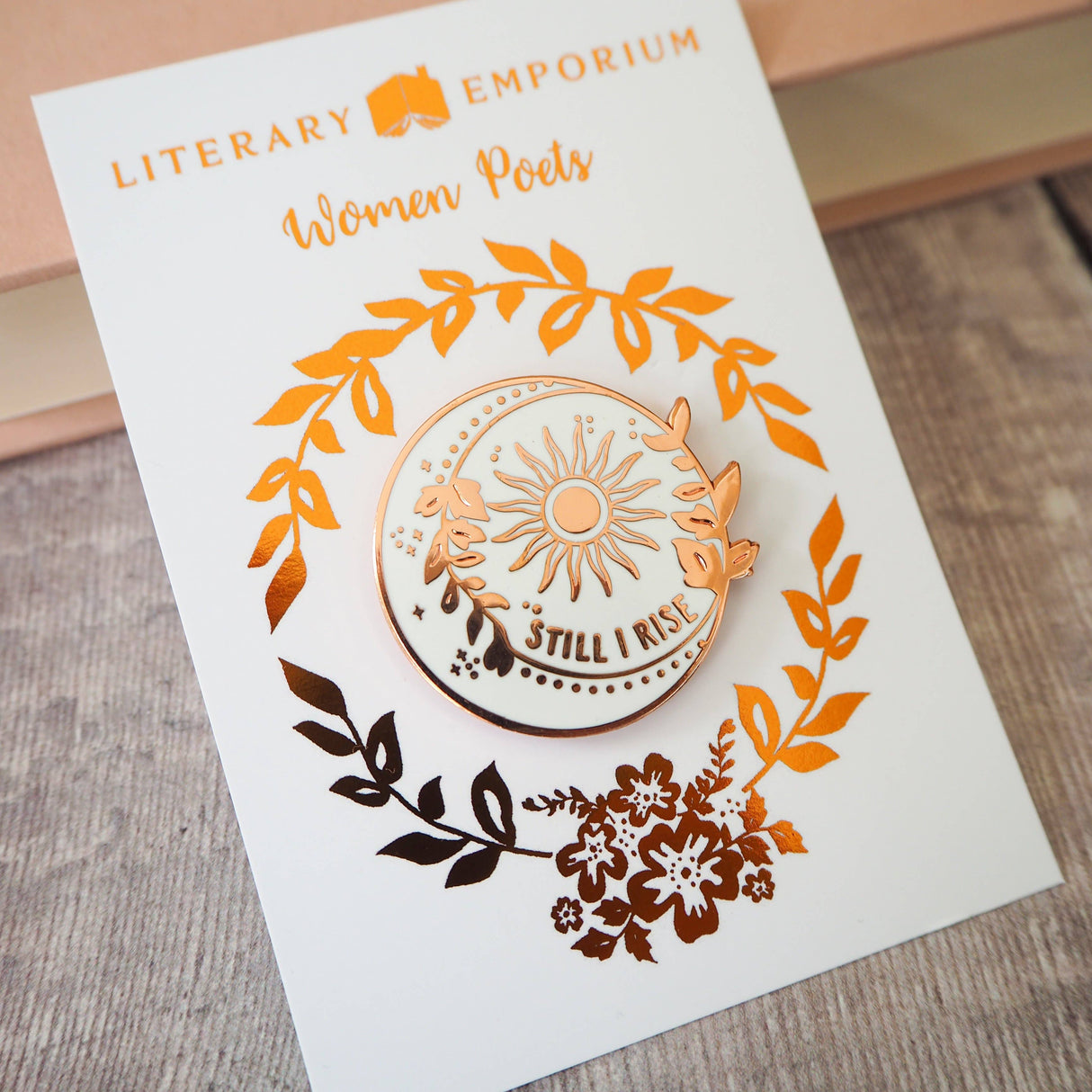 Literary Emporium Dr Maya Angelou™ Still I Rise Sun - Gold Enamel Pin Badge