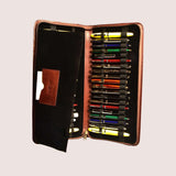 Aston Leather Collector's 40 Pen Case - Brown