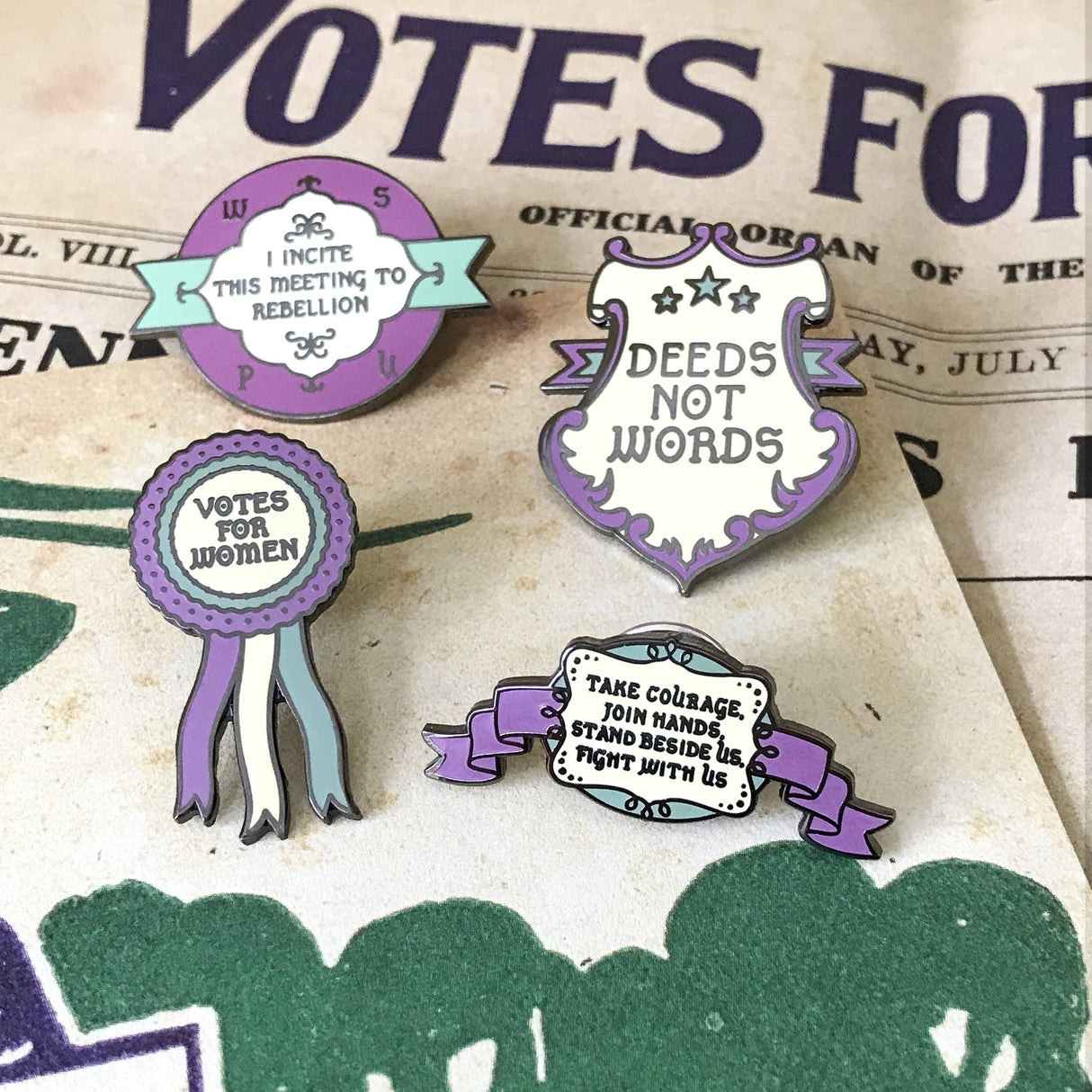Literary Emporium Take Courage Enamel Pin Badge - Votes for Women Collection