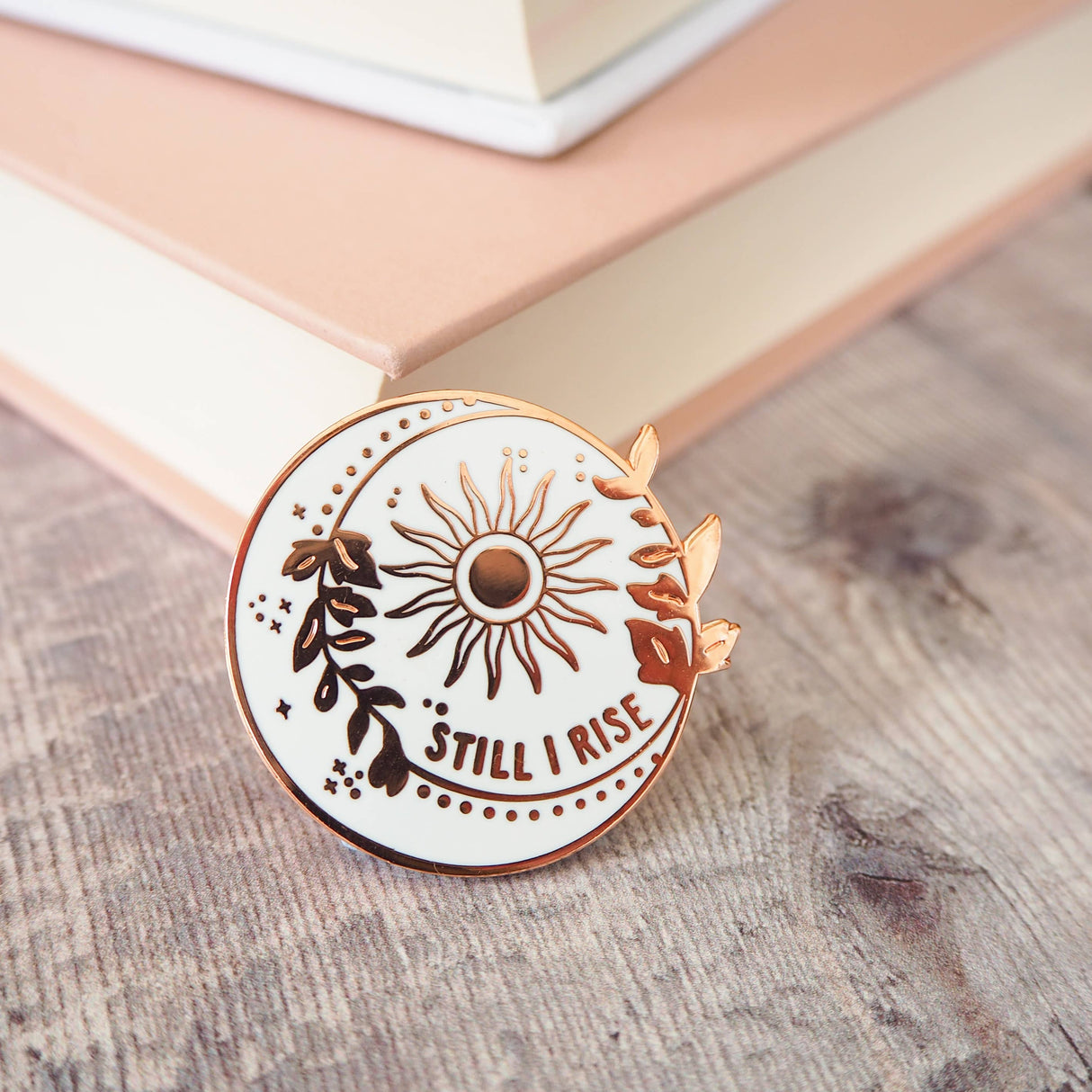 Literary Emporium Dr Maya Angelou™ Still I Rise Sun - Gold Enamel Pin Badge