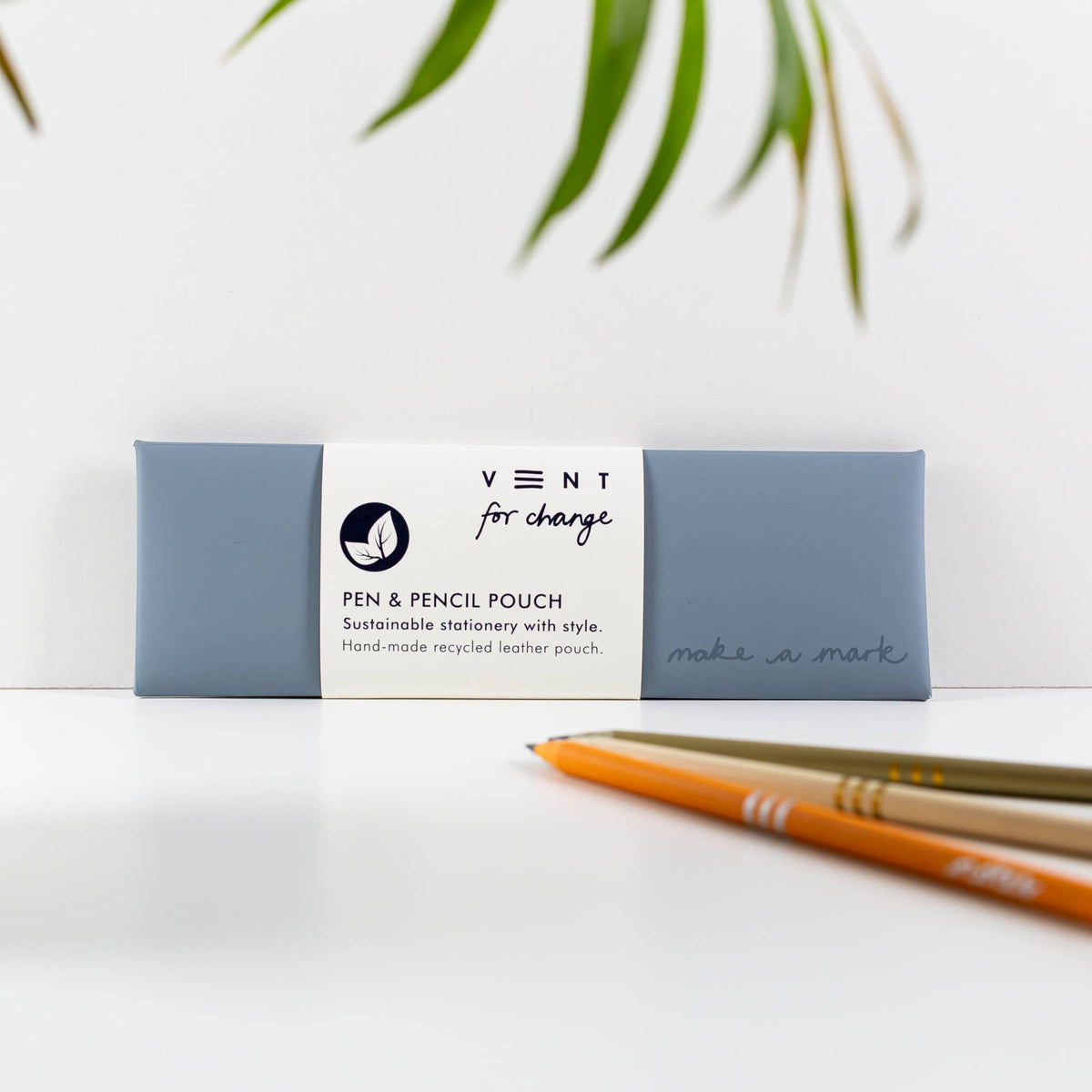 VENT for Change - Pen / Pencil Pouch Recycled Leather - Dusty Blue