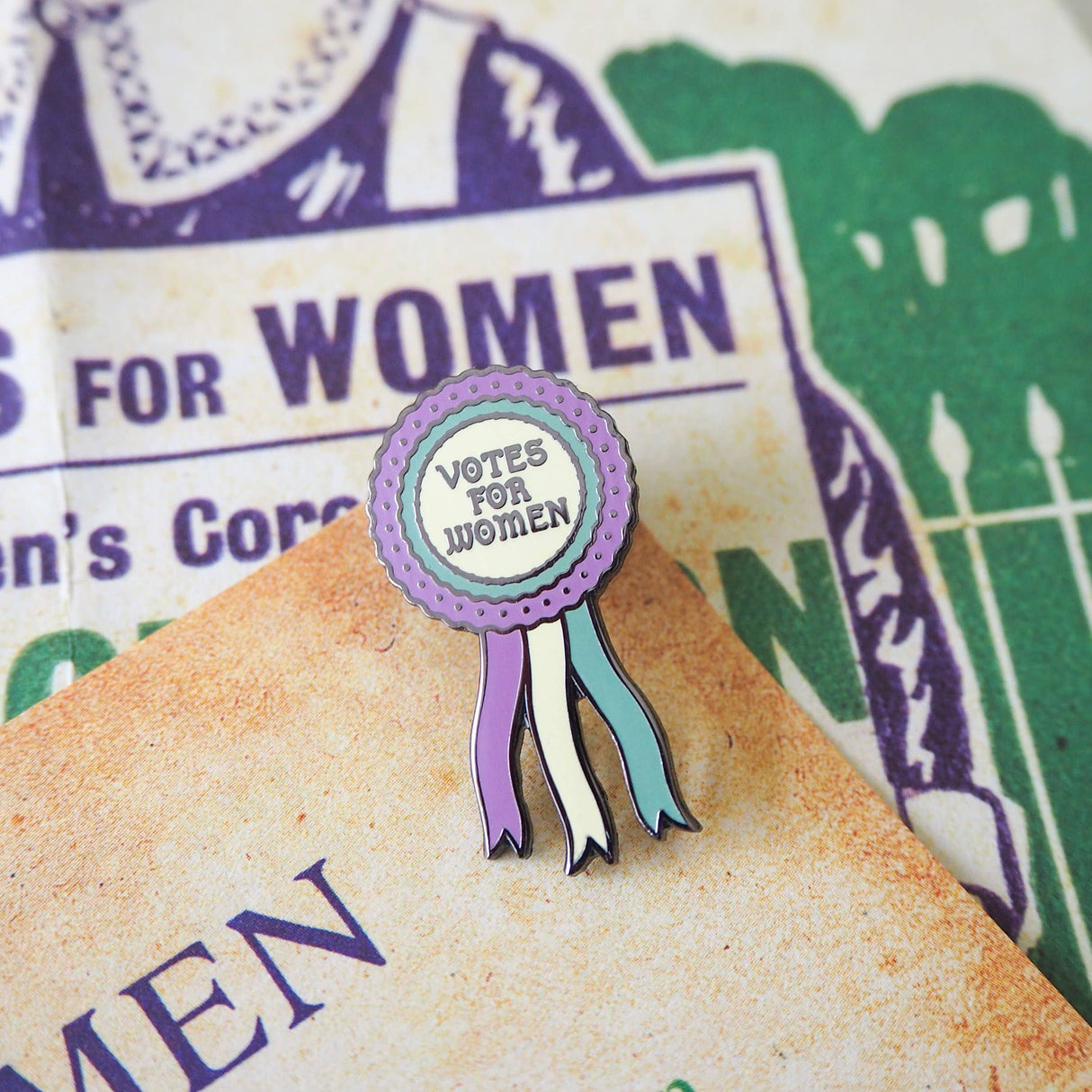 Literary Emporium Votes for Women Rosette Feminist Enamel Pin Badge
