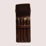 Aston Leather 4 Pen Case - Brown