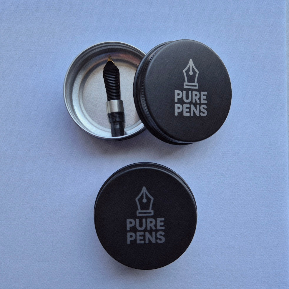 Empty Pen Nib Tin - Pure Pens Logo