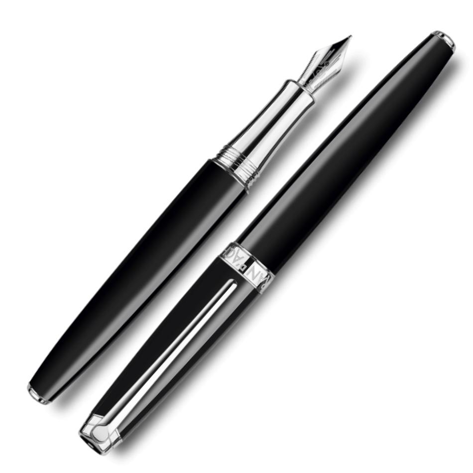 Caran d'Ache Leman Fountain Pen - Ebony & Rhodium - Pure Pens