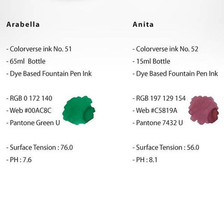 Colorverse Arabella & Anita Ink (No. 51 & 52) - Pure Pens