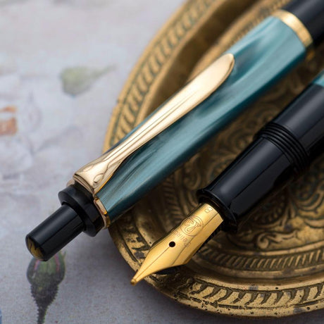 Pelikan Classic M200 Fountain Pen - Green Marble - Pure Pens