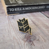 Literary Emporium Reading Cat Mockingbird Book Lover Enamel Pin Badge - Black