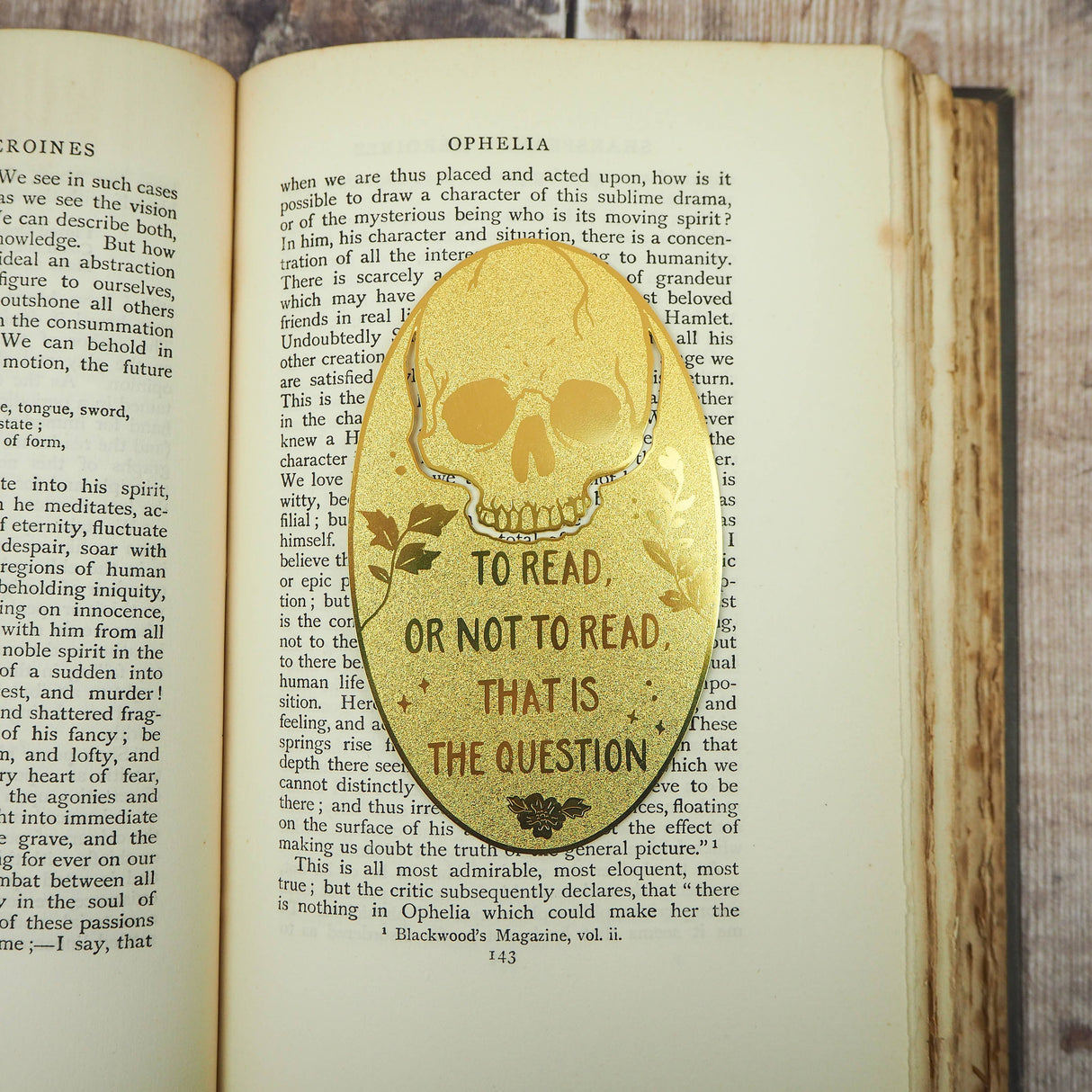 Literary Emporium Shakespeare Hamlet Skull Brass Bookmark 'To Read Or . . .'