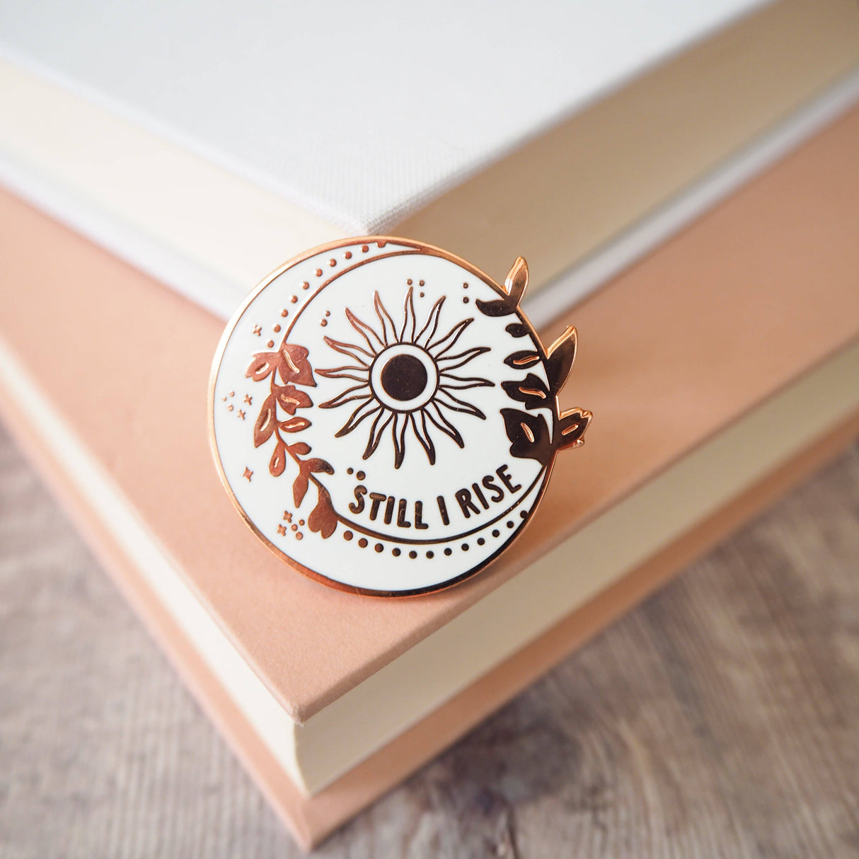 Literary Emporium Dr Maya Angelou™ Still I Rise Sun - Gold Enamel Pin Badge