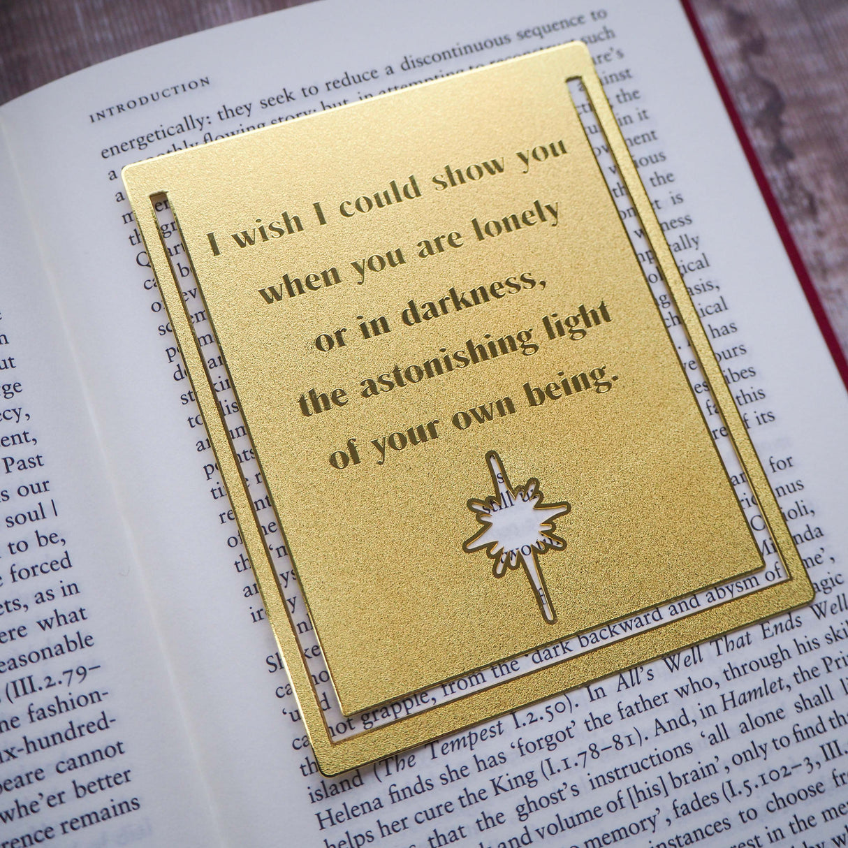 Literary Emporium Hafiz of Shiraz Inspiring Quote Brass Bookmark 'I Wish . .'