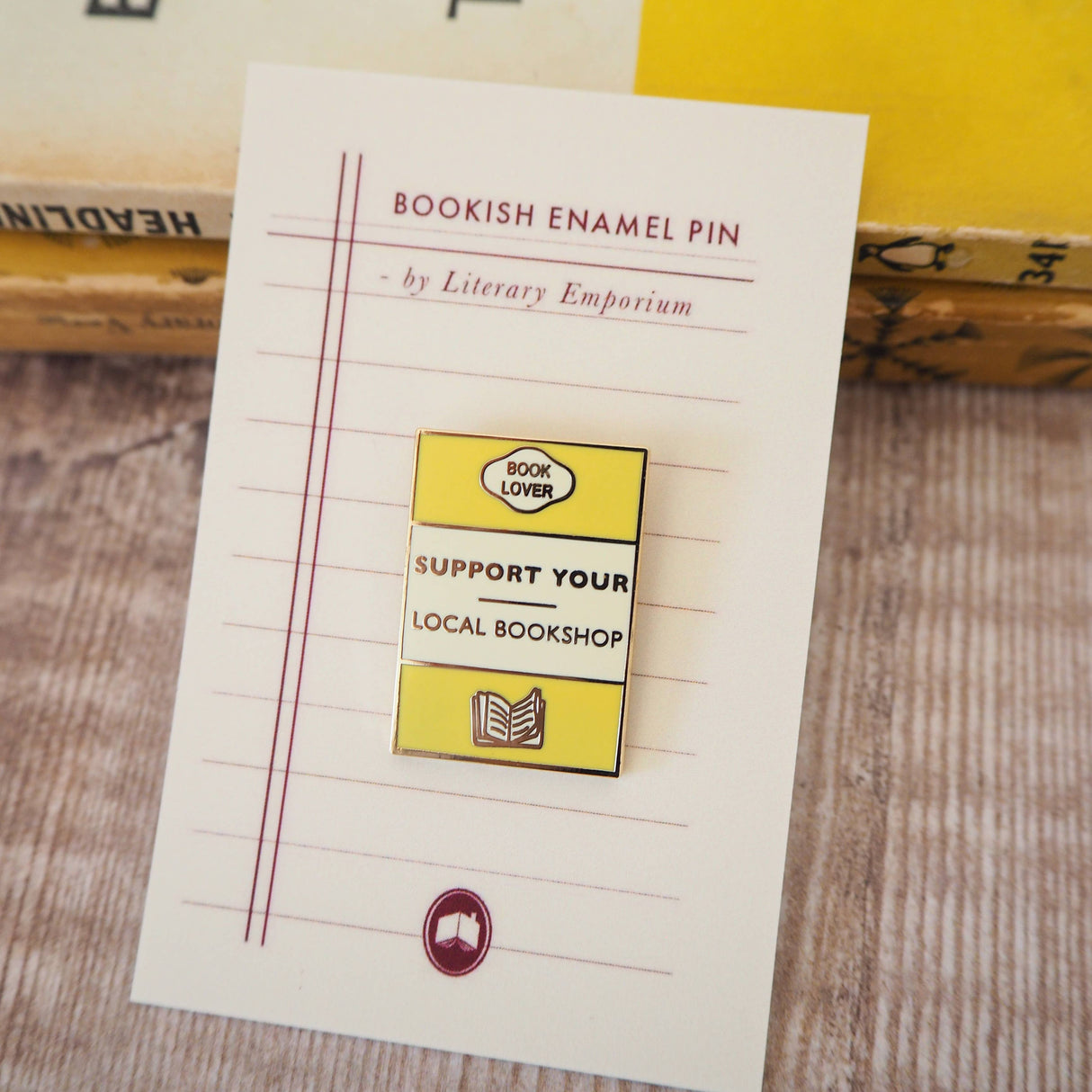 Literary Emporium 'Support Your Local Bookshop' Book Lover Enamel Pin Badge