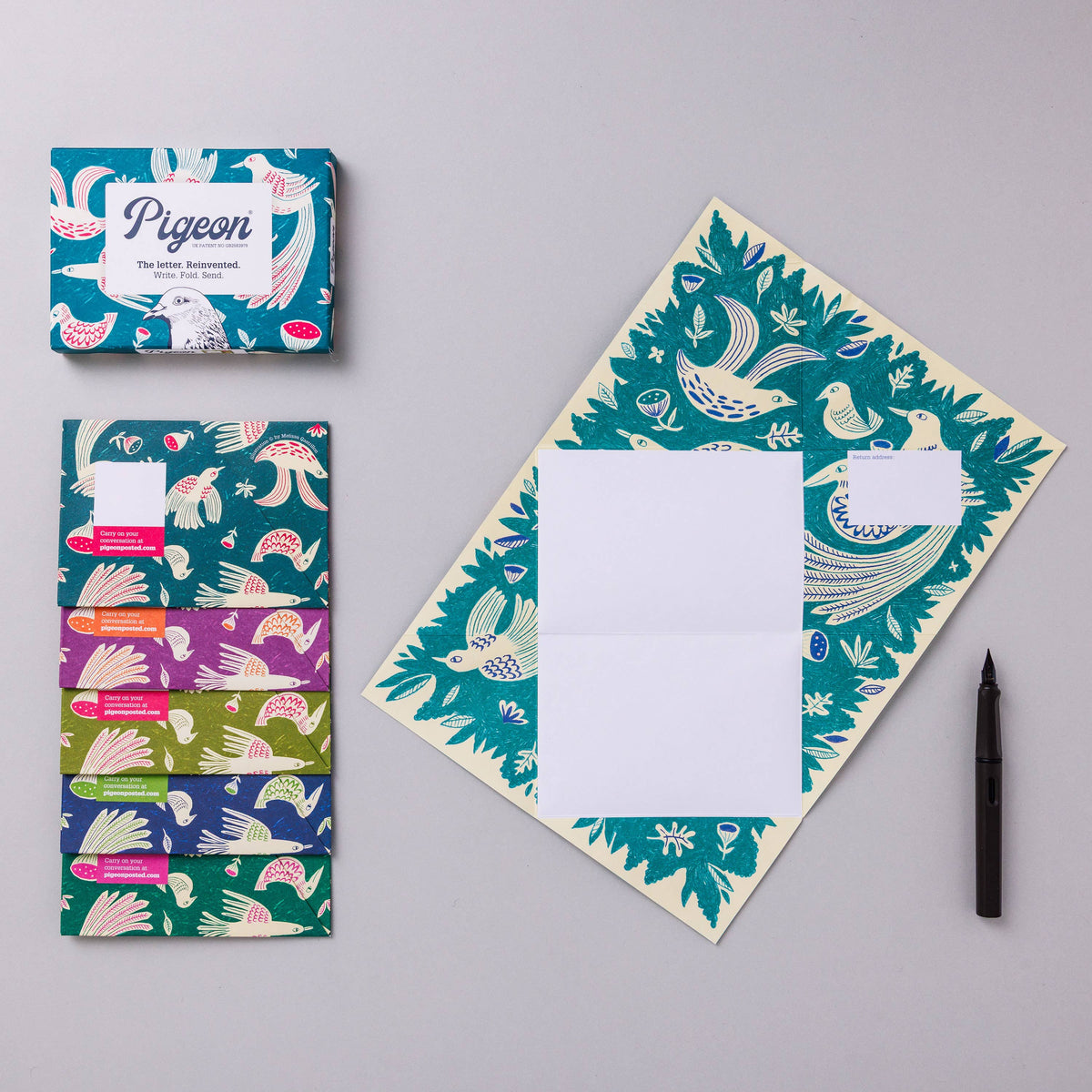 Pigeon Fig & Feather Folding Letter 6 Pack