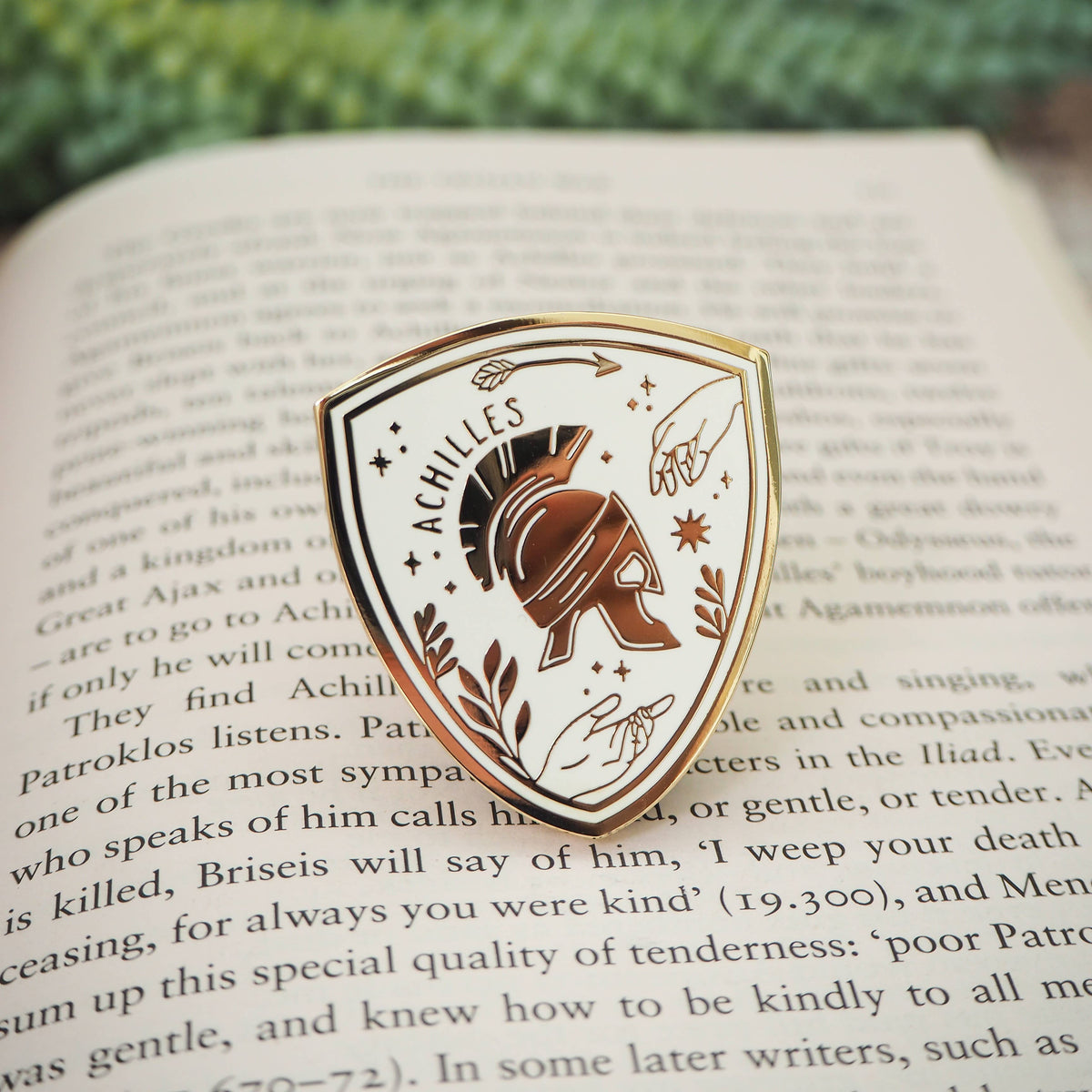 Literary Emporium Achilles Enamel Gold Pin Badge - Greek Mythology Collection