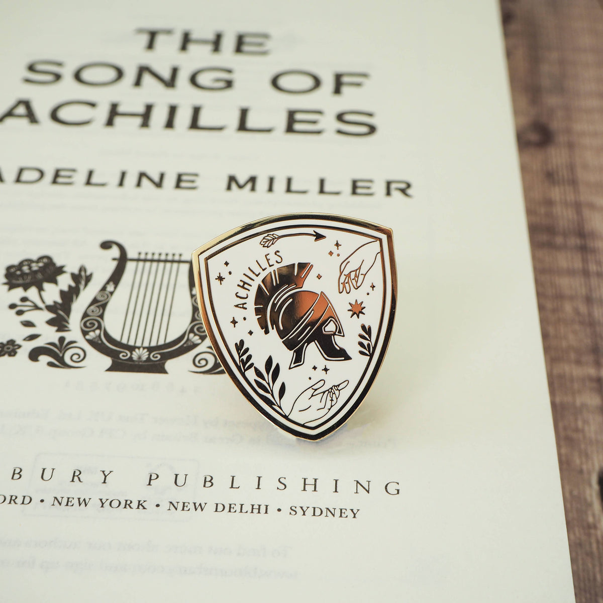 Literary Emporium Achilles Enamel Gold Pin Badge - Greek Mythology Collection