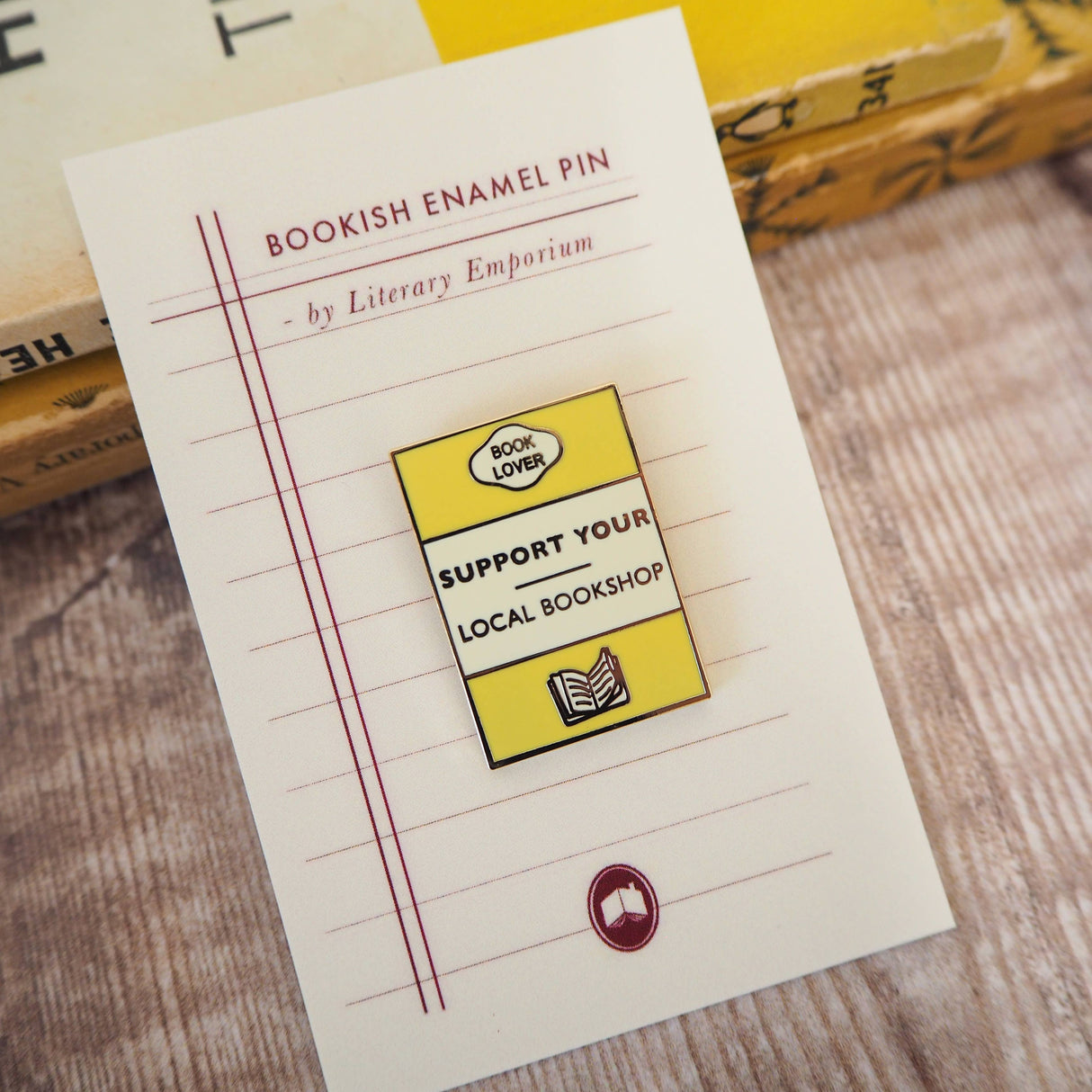 Literary Emporium 'Support Your Local Bookshop' Book Lover Enamel Pin Badge