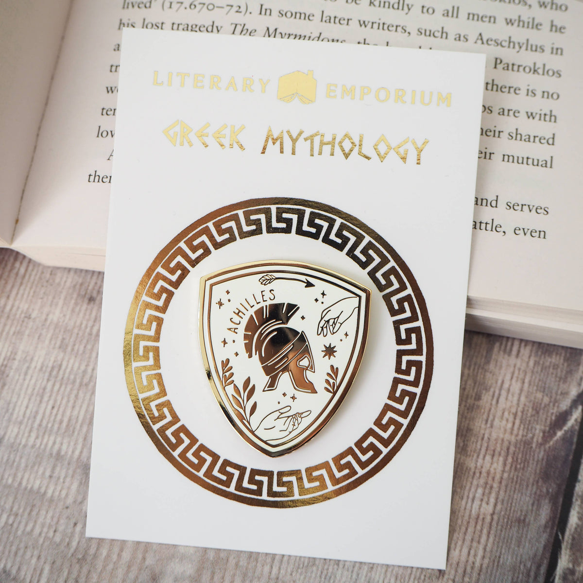 Literary Emporium Achilles Enamel Gold Pin Badge - Greek Mythology Collection