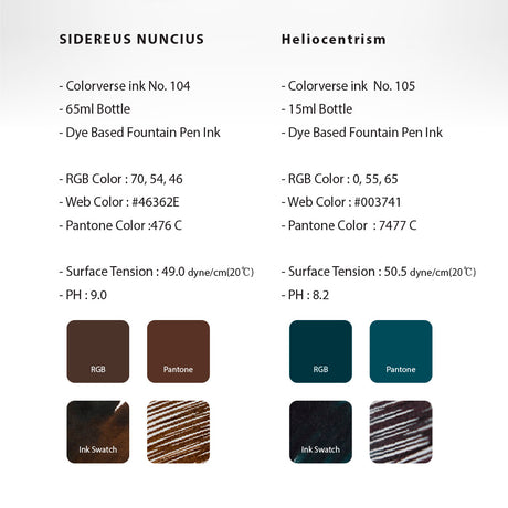 Colorverse Sidereus Nuncius & Heliocentrism Ink (No. 104 & 105)