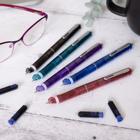Writech Clictek Retractable Nib Fountain Pen - Red Transparent