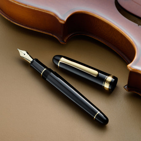 Platinum #3776 Century Fountain Pen - Black with Gold Trim