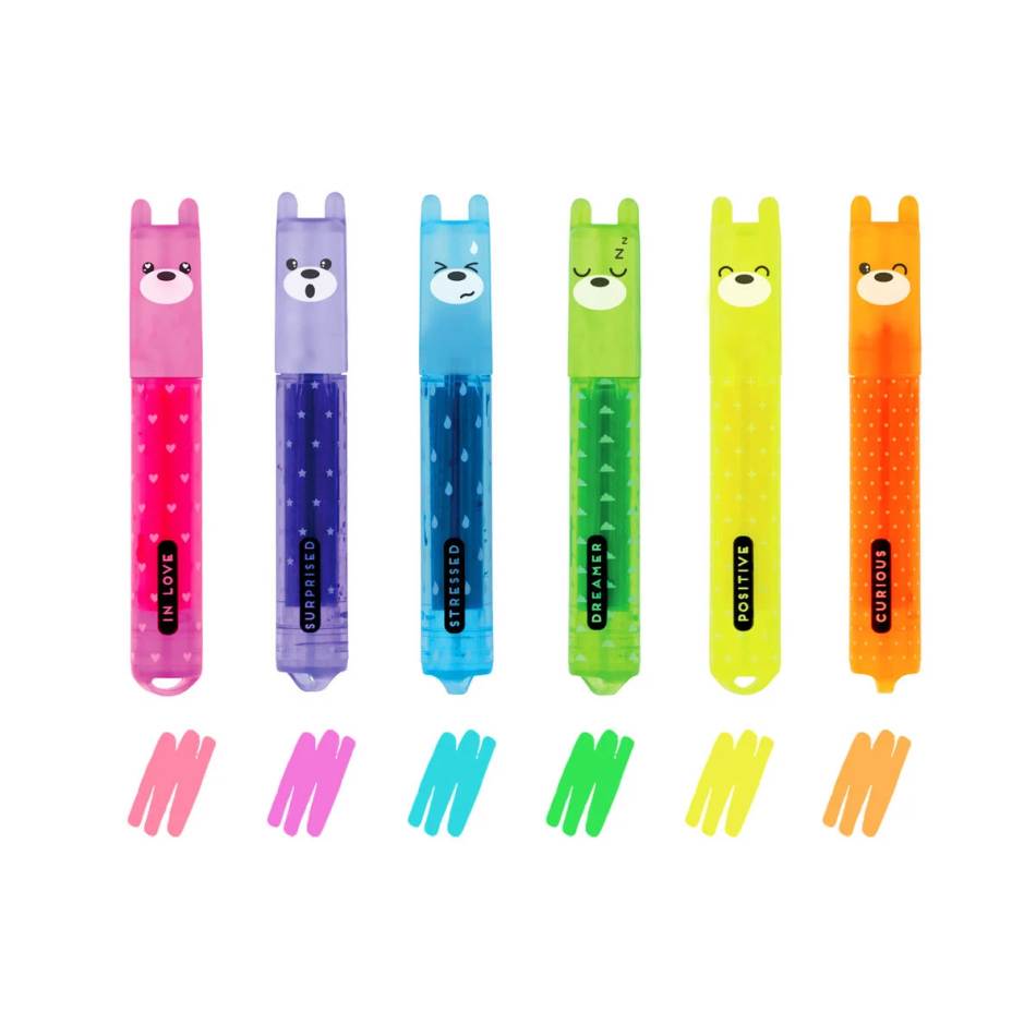 Legami Teddy's Mood 6 Neon Mini Highlighters