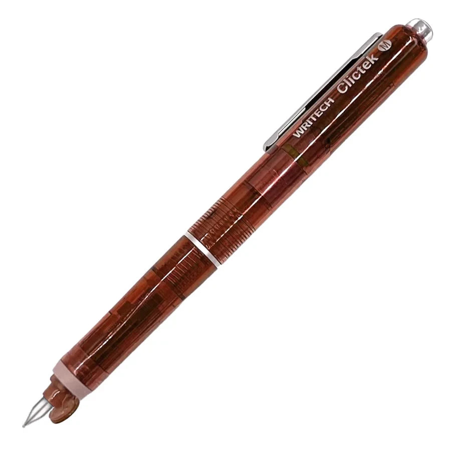 Writech Clictek Retractable Nib Fountain Pen - Red Transparent