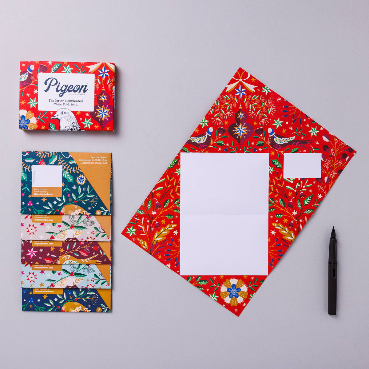 Pigeon Festive Pigeon - Holiday Stationery Letter 6 Pack