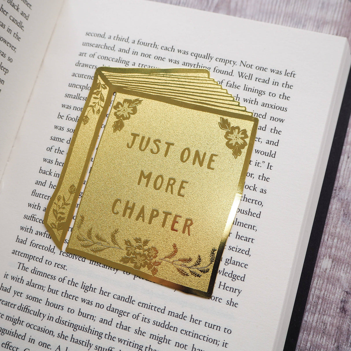 Literary Emporium Just One More Chapter Brass Bookmark