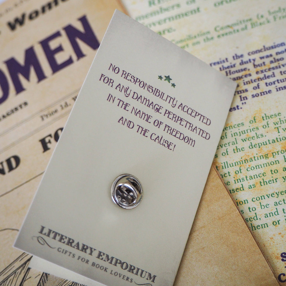 Literary Emporium Votes for Women Rosette Feminist Enamel Pin Badge