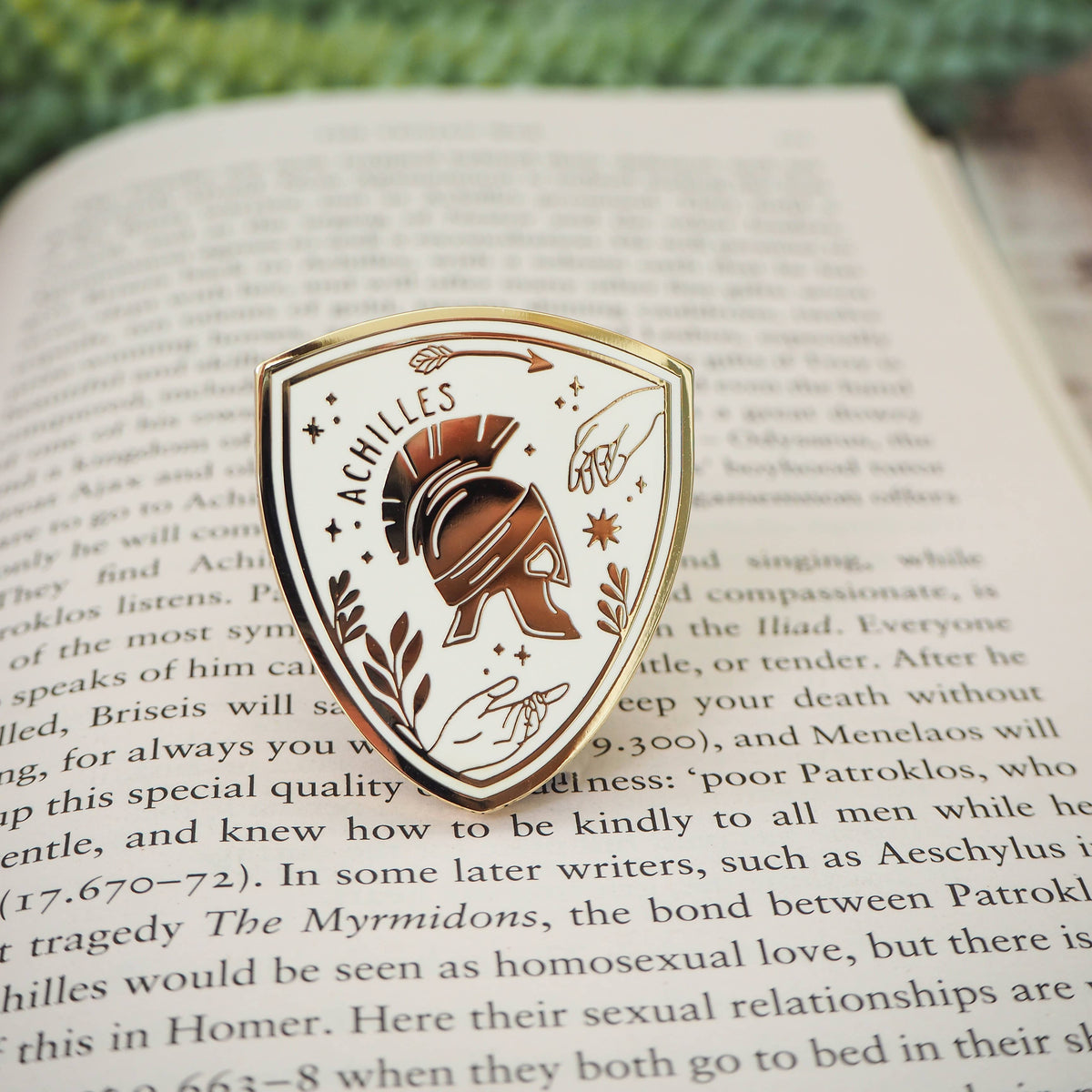 Literary Emporium Achilles Enamel Gold Pin Badge - Greek Mythology Collection