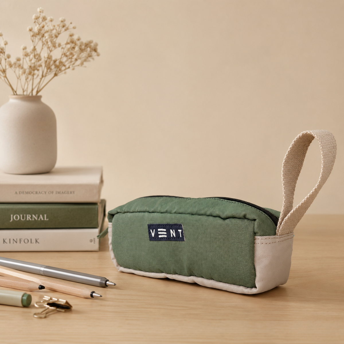 VENT for Change - Pencil Case - Recycled Ocean Plastic - Sage Green