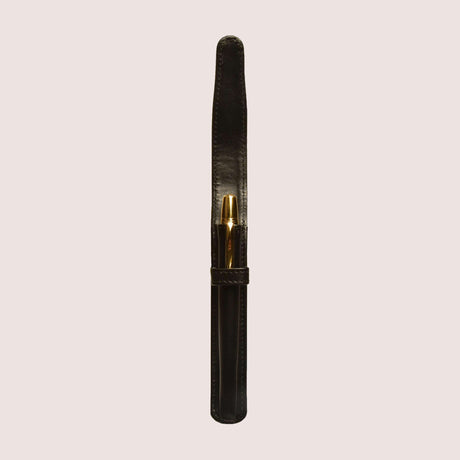 Aston Leather 1 Pen Case - Black