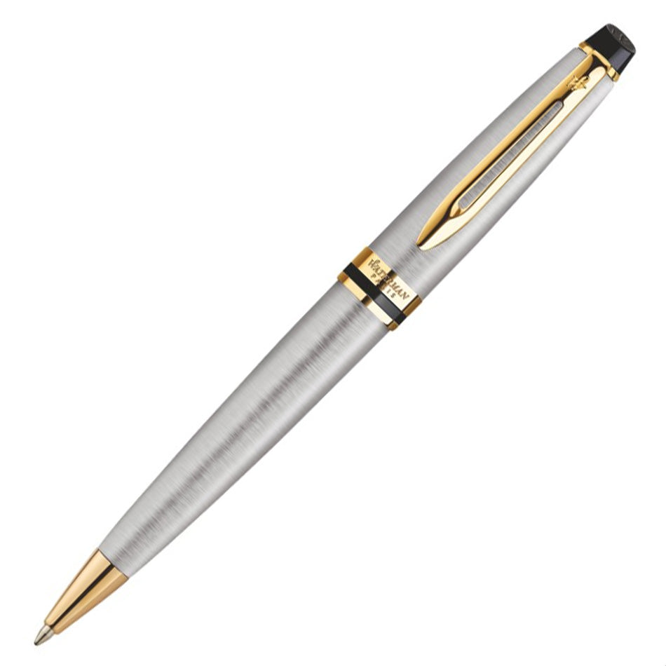 Waterman Expert Ball Pen - Stainless Steel with Gold Trim