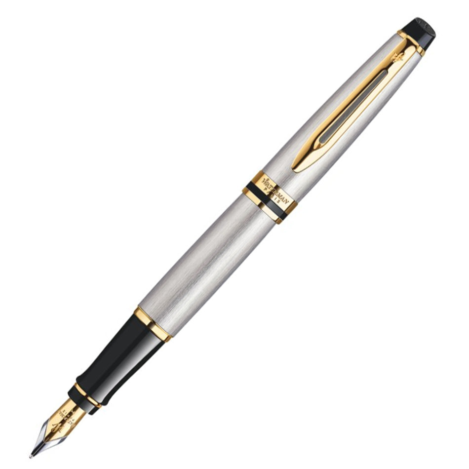 Waterman Expert Fountain Pen - Stainless Steel with Gold Trim