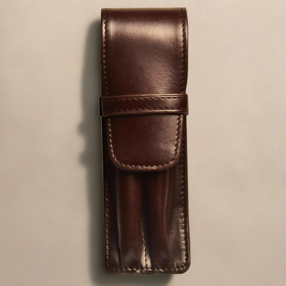 Aston Leather 2 Pen Case - Brown - Pure Pens