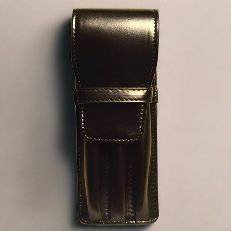 Aston Leather 3 Pen Case - Black - Pure Pens