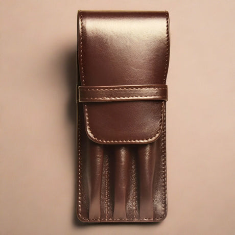 Aston Leather 3 Pen Case - Brown - Pure Pens