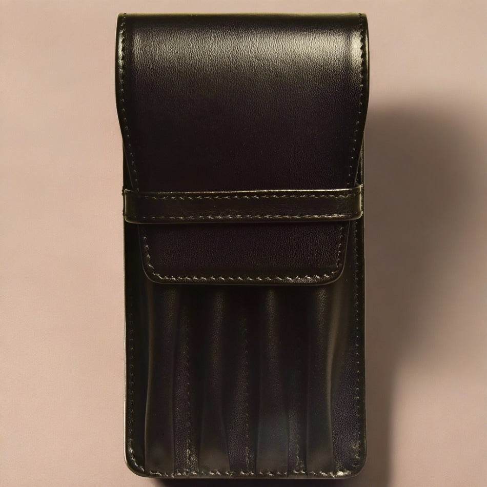 Aston Leather 4 Pen Case - Black - Pure Pens