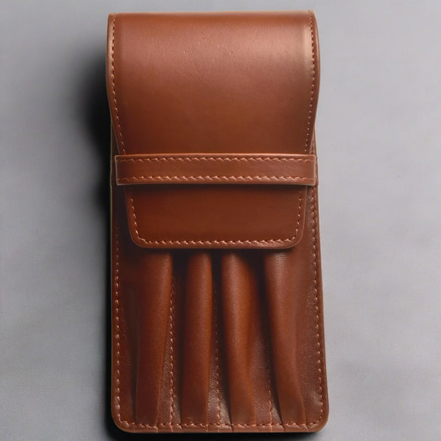 Aston Leather 4 Pen Case - Cognac - Pure Pens