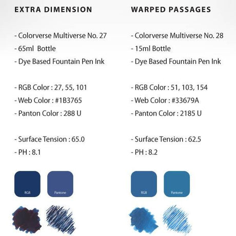 Colorverse Extra Dimension & Warped Passages Ink (No. 27 & 28) - Pure Pens